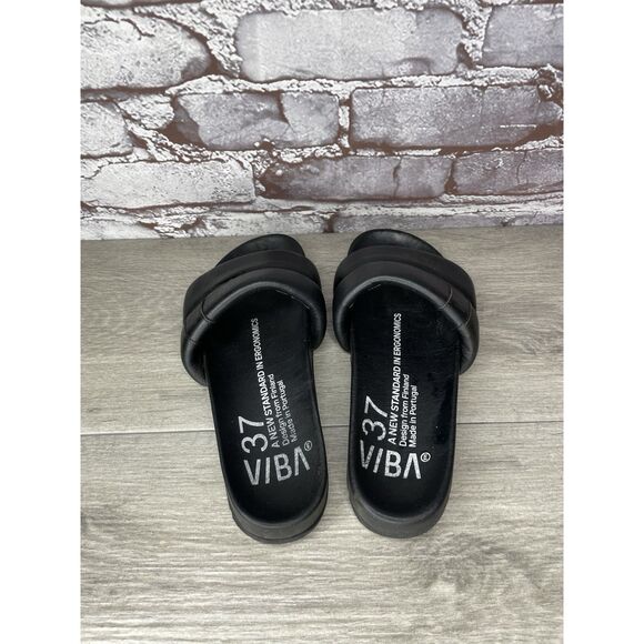VIBA Porto Preto Black Leather Portugal Slides Sandals Women’s Sz 37EU/6.5M US - Picture 4 of 16